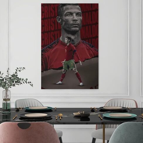 NITDODI Football Stars Cristiano Ronaldo and Lionel Messi Canvas Poster Art Wall Decor (Unframed) 12in×18in(30cm×45cm) (Cristiano Ronaldo) in Saudi Arabia