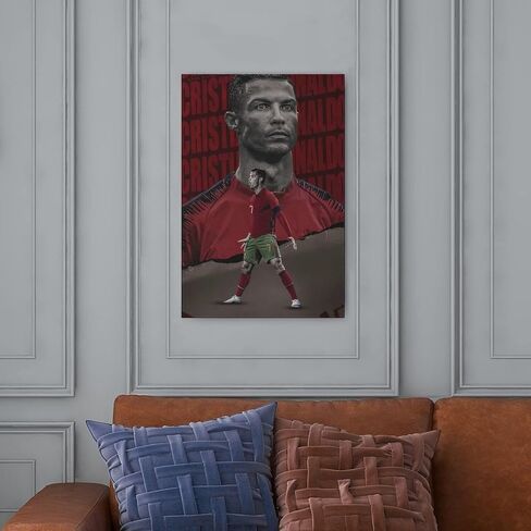 NITDODI Football Stars Cristiano Ronaldo and Lionel Messi Canvas Poster Art Wall Decor (Unframed) 12in×18in(30cm×45cm) (Cristiano Ronaldo) in Saudi Arabia