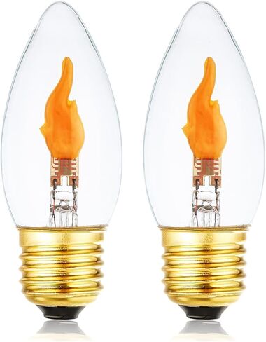مصابيح إضاءة LED وامضة E26 بقاعدة قياسية لتأثير اللهب، مصابيح إضاءة للحريق لتزيين عيد الهالوين، عبوتان in Saudi Arabia