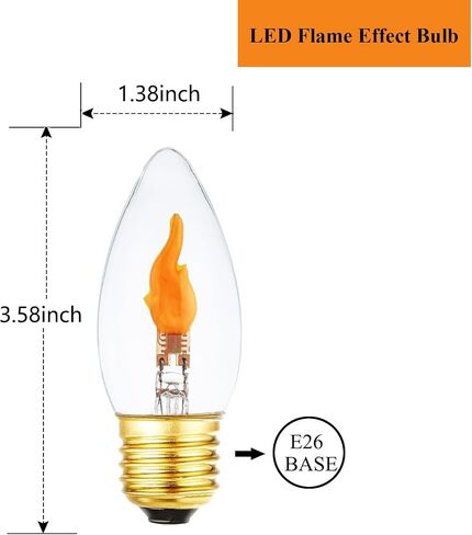 مصابيح إضاءة LED وامضة E26 بقاعدة قياسية لتأثير اللهب، مصابيح إضاءة للحريق لتزيين عيد الهالوين، عبوتان in Saudi Arabia