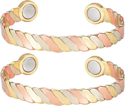 MagVIVACE سوار مغناطيسي نحاسي للنساء لالتهاب المفاصل، مجوهرات نحاسية نقية، أساور التخلص من السموم الليمفاوية مع مغناطيس 3500 غاوس (2045)(2) in Kuwait