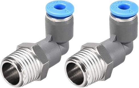 5 Pack Elbow Push to Connect Air Fittings - Pneumatic Connectors Quick Release, Apply to Pipe Connection (5/32" OD x 1/4PT Male Thread, Grey) in Saudi Arabia