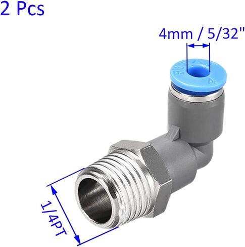 5 Pack Elbow Push to Connect Air Fittings - Pneumatic Connectors Quick Release, Apply to Pipe Connection (5/32" OD x 1/4PT Male Thread, Grey) in Saudi Arabia