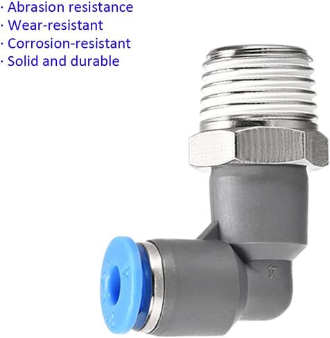 5 Pack Elbow Push to Connect Air Fittings - Pneumatic Connectors Quick Release, Apply to Pipe Connection (5/32" OD x 1/4PT Male Thread, Grey) in Saudi Arabia