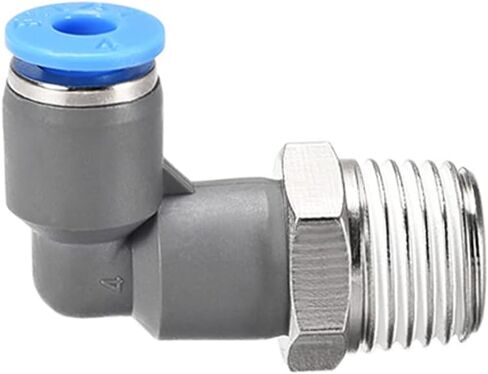 5 Pack Elbow Push to Connect Air Fittings - Pneumatic Connectors Quick Release, Apply to Pipe Connection (5/32" OD x 1/4PT Male Thread, Grey) in Saudi Arabia