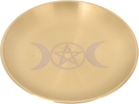 PATKAW الخماسي المذبح لوحة الشمعدان حامل نجمة القمر مذبح طقوس حرق شمعة حامل لوحة الأطباق تقديم البخور حرق وعاء مسطح لتلطيخ السحر الويكا لوازم التارو الذهبي in Kuwait