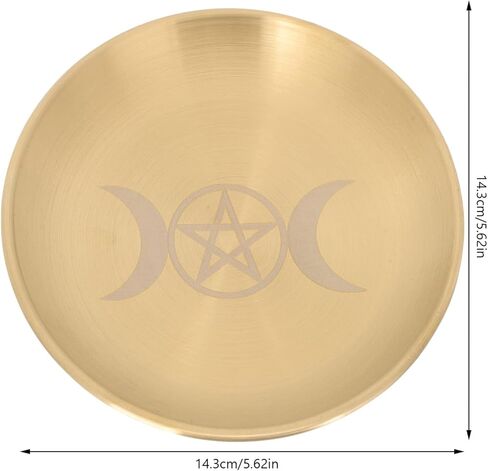PATKAW الخماسي المذبح لوحة الشمعدان حامل نجمة القمر مذبح طقوس حرق شمعة حامل لوحة الأطباق تقديم البخور حرق وعاء مسطح لتلطيخ السحر الويكا لوازم التارو الذهبي in Kuwait