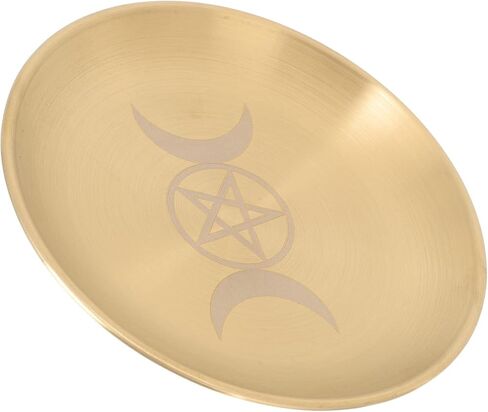 PATKAW الخماسي المذبح لوحة الشمعدان حامل نجمة القمر مذبح طقوس حرق شمعة حامل لوحة الأطباق تقديم البخور حرق وعاء مسطح لتلطيخ السحر الويكا لوازم التارو الذهبي in Kuwait