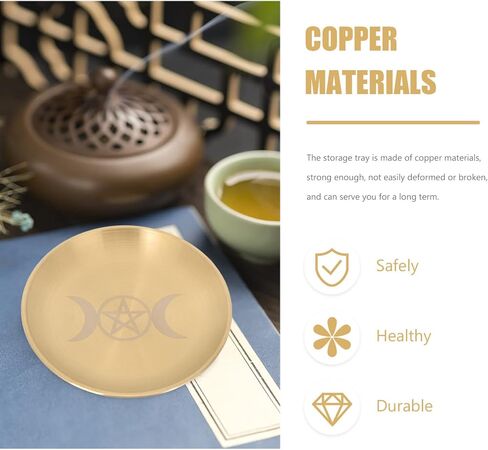 PATKAW الخماسي المذبح لوحة الشمعدان حامل نجمة القمر مذبح طقوس حرق شمعة حامل لوحة الأطباق تقديم البخور حرق وعاء مسطح لتلطيخ السحر الويكا لوازم التارو الذهبي in Kuwait