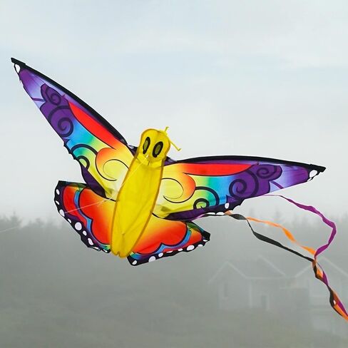 In the Breeze 3382 — Fancy Butterfly Kite — Colorful Easy-Flying Kite with Color-Coordinated Tails, Kite Line Included in Saudi Arabia