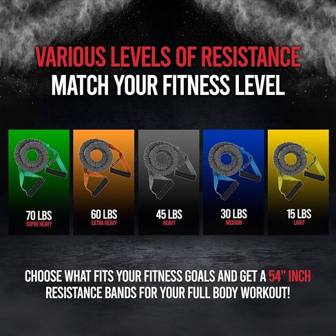 عصابات المقاومة رون ويليامز ذات المقابض والأكمام الواقية | عصابات تمرين الجسم بالكامل المحمولة للرجال والنساء | يشمل التدريب على التمارين الرياضية in Kuwait