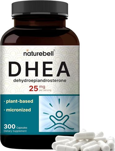 NatureBell DHEA 25mg, 300 Capsules | Micronized Grade for Better Absorption – Plant-Based DHEA Source – Supports Energy Levels & Healthy Aging for Men and Women – Non-GMO in Saudi Arabia