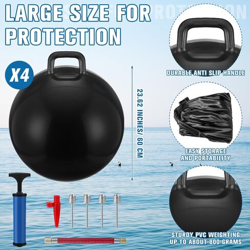 4 Pcs 24'' Inflatable Boat Bumper for Docking Big Bumper Inflatable Round Ball Large Boat Buoys Bumpers for Marine Fishing Pontoon Yachts Tie up Raft in Saudi Arabia