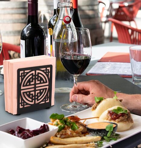 Black Metal Napkin Holder Latticework Design Upright Tissue Dispenser Modern Tabletop Decor for Dining Table Home Coffee Bar Restaurant Picnic (Grille 1) in Saudi Arabia