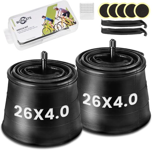 الأنبوب الداخلي للدراجة الدهنية - 20/26 × 4.0 بوصة 2 حزمة من أنابيب الإطارات الدهنية الكهربائية AV 32 مم صمام شريدر، أنابيب بديلة مقاومة للثقب من مطاط البوتيل الفاخر مع طقم إصلاح in Saudi Arabia