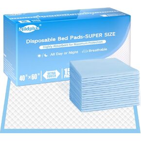 Disposable Bed Pads 40"X40" Extra Large Chucks Pads for Adults 140 Gram Incontinence Bed Pads Super Absorbent Underpads Waterproof Pee Pads for Elderly or Pets [100x100CM, 25pcs]