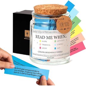 Bible Verse Jar, Read Me When Bible Verses Jar for Emotions and Feelings,Glass the Hope Jar Bible Verses with Colored Bible Verse,Christian Gifts for Women Men, Gift for Dad Mom (Read me when)