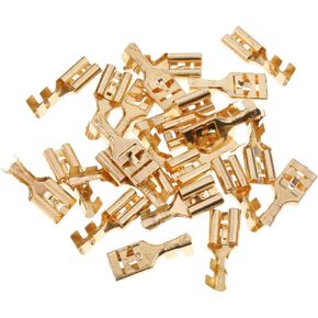 25 Pieces Brass Crimp Terminal Cable Locking Female Spade Connector 9.5mm