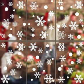 306Pcs Christmas Snowflakes Window Clings Decals Decorations White Christmas Window Stickers Winter Wonderland Decorations for Christmas Party