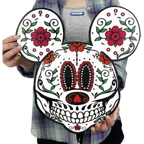 ديكورات فأر الهالوين، علامة خشبية يوم الموتى للباب الأمامي Dia De Los Muertos ديكور المكسيكي فييستا سكر جمجمة الزهور ديكورات معلقة على الحائط - علامة بوو الهالوين على شكل شبح الحلي in Kuwait