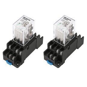 قطعتان من مرحل الطاقة الكهرومغناطيسية، HH53PL، ملف تيار مستمر 12 فولت، 3P3T 3NO 3NC، 11 دبابيس، ضوء مؤشر LED، مع قاعدة مقبس طرفية إضافية (2)