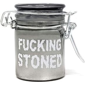 Airtight Glass Herb Stash Jar with Clamping Lid in Choice of Design (F***ing Stoned)