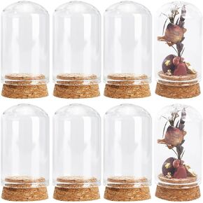 SUNNYCLUE 12Pcs Mini Glass Dome Cover 30x50mm Mini Dome Glass Jar Glass Display Dome Glass Bell Jar with Cork Base Mini Cloche Dome Small Glass Bottles for Wedding Home Christmas Party Favor Decor