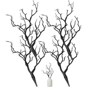 Cabilock 16pcs Artificial Antler Dried Tree Branches 13.76 Witch Antler Branch Decorative Plant Twigs Plastic Dry Branches Decor for Wedding Christmas Halloween Party Black