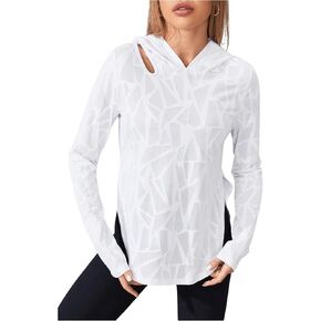 Verdusa Women's Athletic Hoodie Split Cut Out Long Sleeve Workout Shirt Hooded Tops