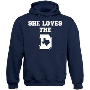 Xtreme Apparrel She Loves The D Men's Hoodie Sweatshirt for Football Fans