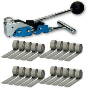 Genuine Band-It Center Punch Tool T30069 with (qty 20) 1" Band-It Center Punch Clamps, CP0499-5/8" w x 1" ID