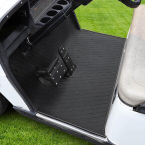 سجادة بطانة أرضية EZGO TXT Golf Cart ذات تغطية كاملة، تناسب EZGO TXT (1994+)، Valor (1994+)، Express S4(2012-2020)، Cushman Workhorse، EX1(2020)، مطاط متين مضاد للانزلاق، زخرفة سوداء/أحمر تقليم