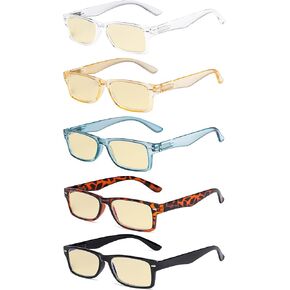 Eyekepper 5-Pack Patterned Reading Glasses Spring Hinges Rectangular Reader Eyeglasses for Women Reading
