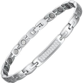 Magnetic Anklet for Women, Stainless Steel Magnetic Anklet, Healthy Magnetic Jewelry (Silver)