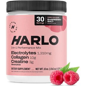 Harlo - Orange Salt Electrolyte Drink Mix with Bovine Collagen & Creatine - Creatine Monohydrate Powder - Energy Drink Powder - Pre Workout Powder - Sugar Free Energy Drinks - Post Workout Recovery