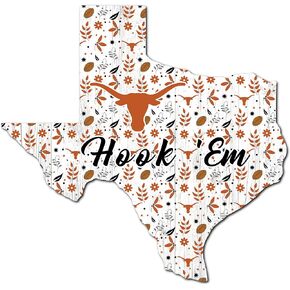 Fan Creations NCAA Texas Longhorns Unisex University of Texas Floral State Sign, Team Color, 12 inch