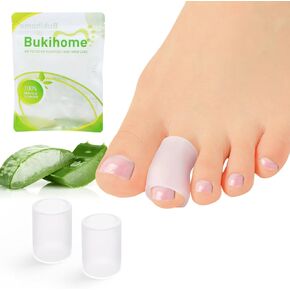 Bukihome Silicone Toe Protectors – 14 Pack Aloe Vera Extract Infused Silicone Toe Sleeve for Hammer Toes, Corns, Calluses, Blisters – Soft Gel Protector Toe Cushions for Pain Relief (Small Size)