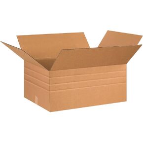 Partners Brand PMD262012 Multi-Depth Corrugated Boxes, 26"L x 20"W x 12"H, Kraft (Pack of 10)