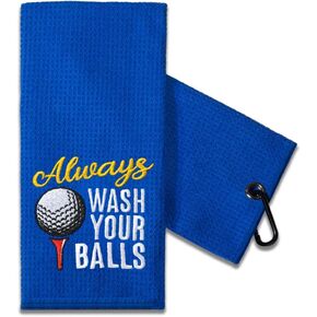TOUNER Funny Golf Towel Gift for Dad, Retirement Gifts for Men Golfer, Funny Golf Towel for Men, Embroidered Golf Towels for Golf Bags with Clip (Alwys Wash Your)
