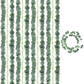 Artificial Eucalyptus Vines Garland for Table Room Decor(9 Pack 60ft) Faux Greenery Leaves Spring Fake Silver Dollar Runner for Wedding Christmas Home Bedroom Party Fireplace Mantle Wall