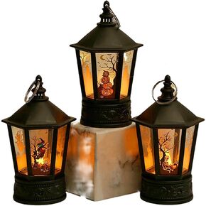 Halloween Children's Handheld Lights -Mini Candle with Hanging Loop Decor Led Portable lamp ,Halloween Decorations for Halloween Ghost Party Home Indoor Outdoor Decor (3PCS)