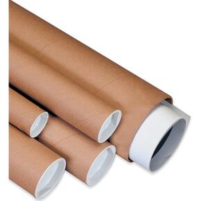 Aviditi Kraft Mailing Tubes with Caps, 1 1/2" x 30", Pack of 50, for Shipping, Storing, Mailing, and Protecting Documents, Blueprints and Posters