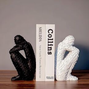 Mosaic Man Bookends Bedroom Decor - Heavy Duty Handmade Book Ends Living Room Decor, Unique Modern Coffee Table Decor Cookbook Holder Home Decor for Office Space Girls Boys Room Decor, 1 Pair