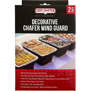 Chafer Wind Guard 2 Pack, Chafer Stand Cover, Decorative Food Warmer Cover for Indoor & Outdoor Events, Party, Catering, Buffet, Camping, Flame Retardant Fabric for Parties Buffet, Chef Master 90081