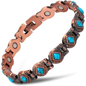 Turquoise Pure Copper Bracelet for Women Healing Magnetic Therapy Relieve Arthritis Pain Carpal Tunnel Women Bracelet