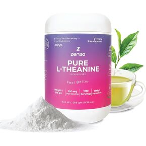 ZENSE Pure L-Theanine Powder (Extract from Green Tea) 1,250servings- Calm- Relax-Sleep- Brain Supplement, Natural, Free additive, Sugar Free, Soy Free, Filler Free, Melatonin Free, Non GMO, Vegan