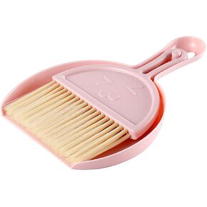 Mini Hand Brooms Small Dust Pan and Brush Set for Table, Desk, Countertop, Key Board, Cat, Dog and Other Pets (Pink) ENG547