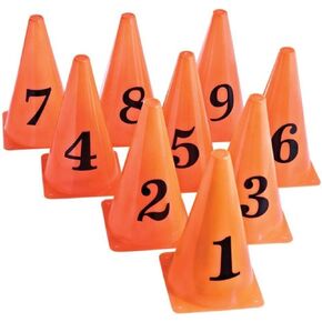 US Games 9" Lightweight Orange Cones W/Numbers