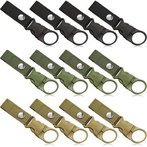 Water Bottle Clip, Water Bottle Holder for Backpack Belt Hiking, Clip for Bottle Hanger Hanging Buckle Nylon Plastic Outdoor Camping Traveling Mountaineering, 3 Colors (12 Pieces)