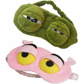 2 حزمة لطيف 3D قناع النوم العين الضفدع، مضحك لطيف الضفدع العين غطاء الغمامة للأطفال البالغين، لينة قناع النوم اييشادي للطائرة السفر اليوغا مكتب المفاجئة (الوردي والأخضر) in Kuwait